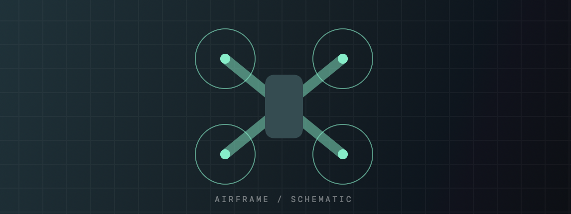 Teal quadcopter airframe schematic